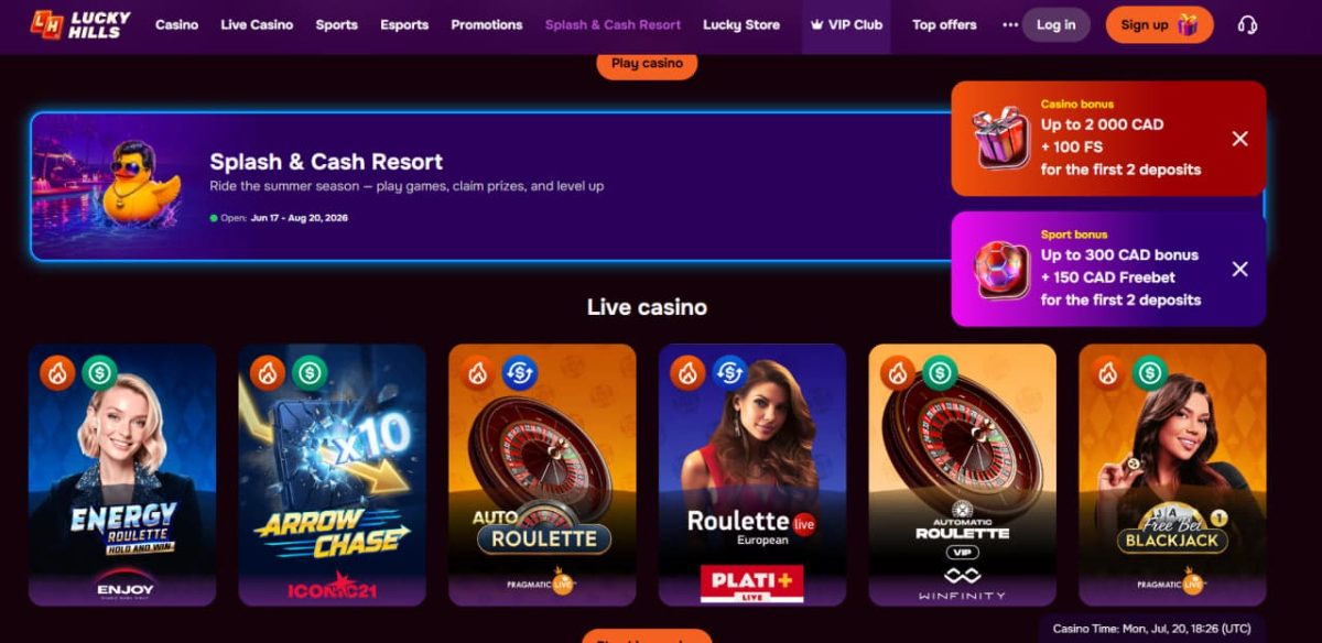 LuckyHills Casino - welcome stages, cashback, VIP Club image 1